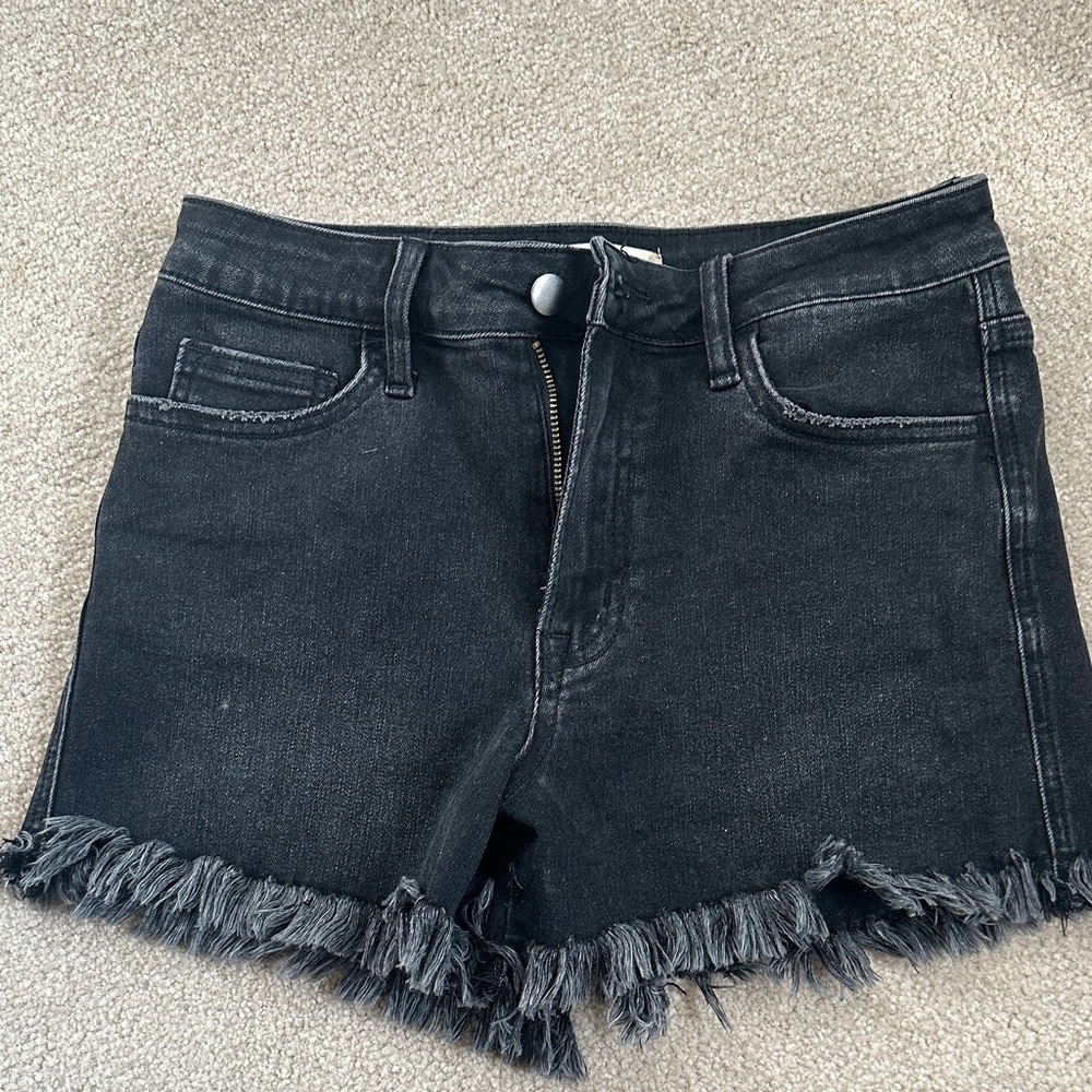 Altar'd State Kammie Black Frayed Jean Shorts